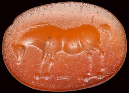 A roman italic carnelian intaglio. Horse. 