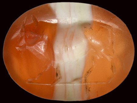 A roman banded agate intaglio. Bull. 