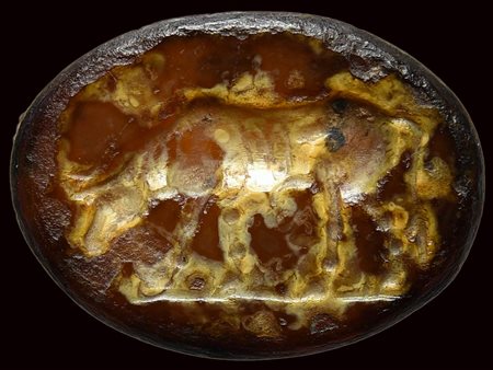A roman italic burnt sard intaglio. Bull. 