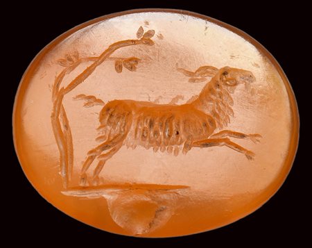 A roman carnelian intaglio. Goat. 