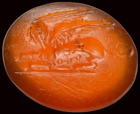 A roman carnelian intaglio. Sphinx. 