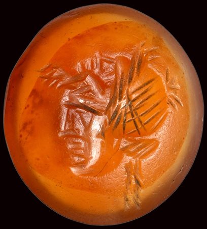 A roman late republian agate intaglio. Actor with mask. 