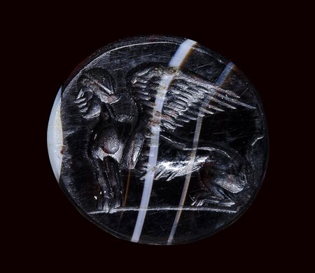 A roman banded agate intaglio. Sphinx. 
