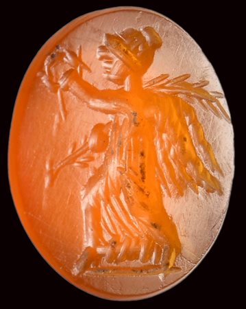 A roman carnelian intaglio. Winged victory.