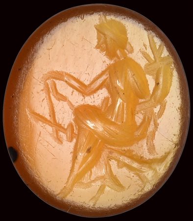 A roman carnelian intaglio. Fortuna-Tyche.