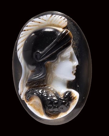 A roman three-layers onyx cameo. Athena.