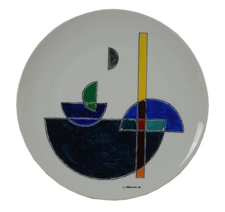 Luigi Veronesi L.V.56 SENZA TITOLO Piatto in ceramica smaltata, diam cm 29,5...