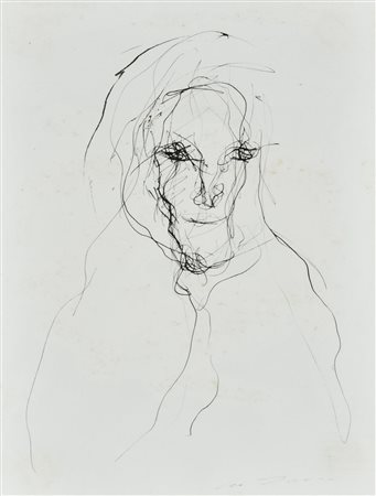 Ernesto Treccani FIGURA china su carta, cm 40x30 firma