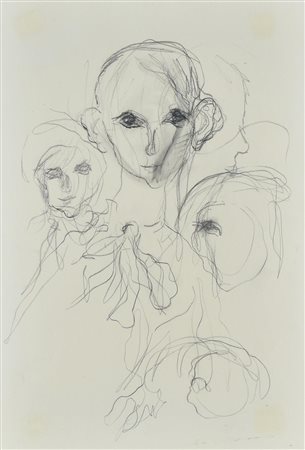 Ernesto Treccani FIGURA matita su carta, cm 49x33 firma