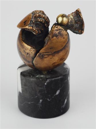 Franco Zazzeri SFERA GEOLOGICA scultura in bronzo su base in marmo, cm...