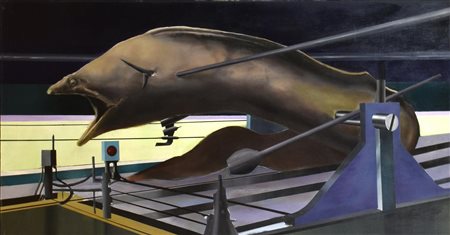 Giuseppe Caccamo MURENA olio su tela, cm 60x120 sul retro: firma, titolo e...