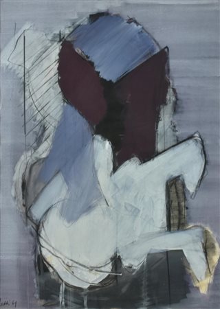 Piero Leddi TESTA tecnica mista su carta, cm 68x48 firma e data eseguita nel...