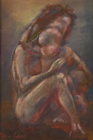 Piero Leddi MADRE olio su cartone, cm 23x16 firma sul retro: firma, titolo e...