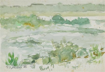 Federico Boriani PAESAGGIO acquarello su carta, cm 24x34 firma e data...