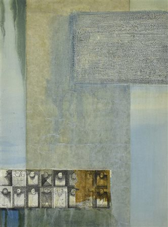 Gastone Cecconello SENZA TITOLO olio e collage su tela, cm 70x50 firma e data...