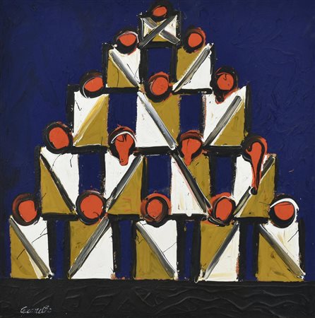 Gastone Cecconello SENZA TITOLO acrilico su tavola, cm 57x57 firma