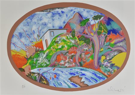 Luca Alinari SULLA RIVA DEL FIUME litografia su carta Fabriano, cm 50x70; es....