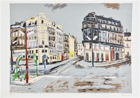 Orfeo Tamburi STRADA PARIGINA litografia su carta Fabriano, cm 50x70...