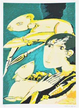 Remo Brindisi PASTORE litografia su carta Fabriano, cm 70x50 esemplare 50/150...