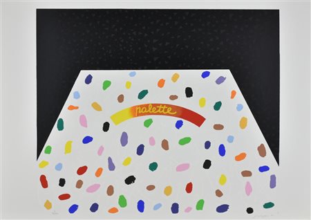 Concetto Pozzati PALETTE serigrafia su carta, cm 50x70; es. 90/150 firma