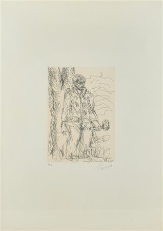 Tono Zancanaro PERTOLLE acquaforte acquatinta su carta con fondino, battuta...