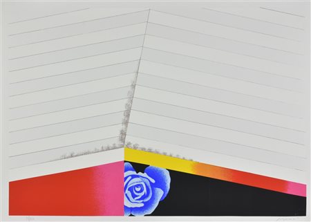 Concetto Pozzati ROSA BLU serigrafia su carta, cm 50x70; es. 39/150 firma