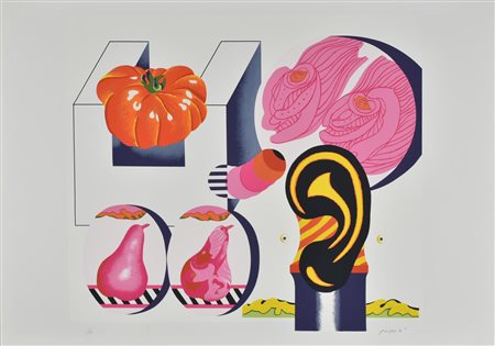 Concetto Pozzati COMPOSIZIONE serigrafia su carta, cm 50x70; es. 3/150 firma