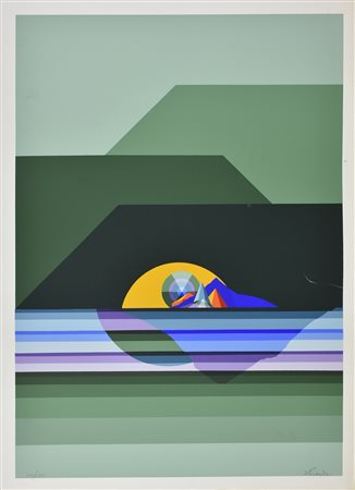 Keizo Morishita SENZA TITOLO VERDE SALVIA serigrafia su carta, cm 70x50; es....