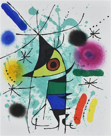 Joan Miro' SENZA TITOLO litografia su carta (d'apres), cm 34x26; litografia...