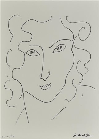 Henri Matisse STUDIO DI DONNA litografia su carta (d'apres), cm 43x33,5; es....