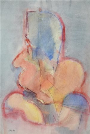 Piero Leddi MATERNITA' tecnica mista su carta, cm 62x42 firma e data eseguita...
