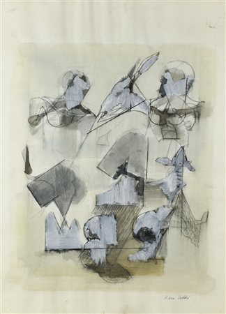 Piero Leddi SENZA TITOLO tecnica mista su carta Fabriano, cm 66x48 firma...