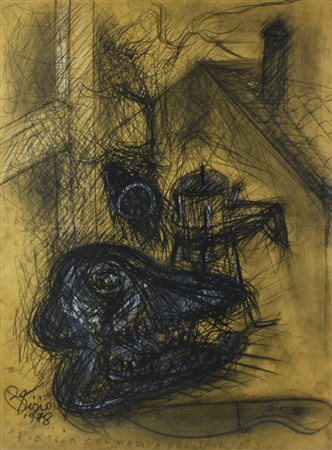 Pietro Bisio POETICA CONTADINA NEL PAVESE tecnica mista su carta applicata su...