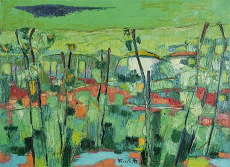 Alberico Verzoletto LA VIGNA olio su tela, cm 50x70 firma e data eseguito nel...