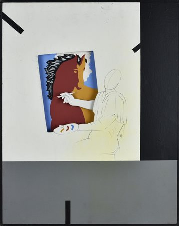 Valerio Garbiero METAFISICO tecnica mista su compensato con meccanismo di...