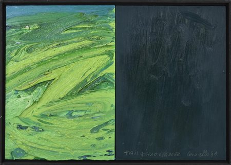 Gastone Cecconello TRA IL GIORNO E LA NOTTE olio su tela, cm 38x53 firma,...