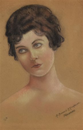 Moroni M. & Kaufmann A. RITRATTO pastelli su carta, cm 45x29 firma L'opera...