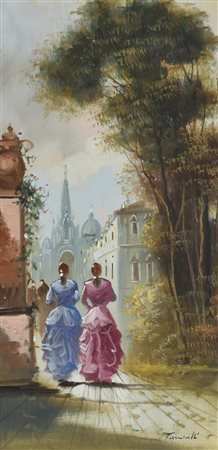 F. Torricelli SENZA TITOLO olio su tela, cm 60x30 firma sul retro: firma,...