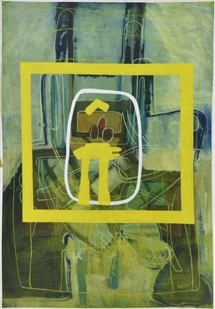 Claudio Knopfli SENZA TITOLO tecnica mista su cartoncino, cm 100x70 firma e...