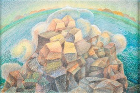 Gerardo Dottori “Mare, rocce” 1968