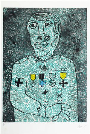 Enrico Baj (Milano 1924-Vergiate 2003)  - Personnage de guerre, 1971