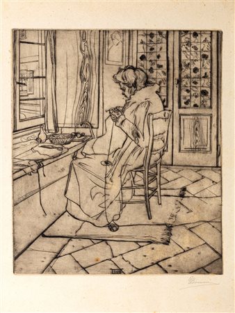 Umberto Boccioni (Reggio Calabria 1982-Verona 1916)  - Mamma che lavora davanti alla finestra, 1907