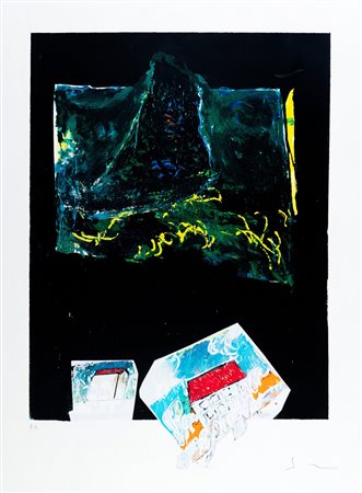 Mario Schifano (Homs 1934-Roma 1998)  - Vulcano e case