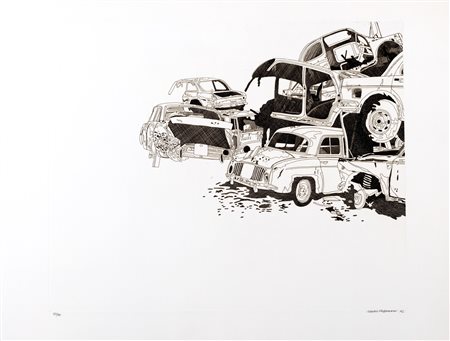 Attilio  Steffanoni (Bergamo 1938)  - Cimitero di macchine, 1972