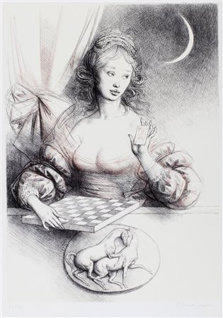 Riccardo Tommasi Ferroni (Pietrasanta 1934-Pieve di Camaiore 2000)  - Donna e scacchiera