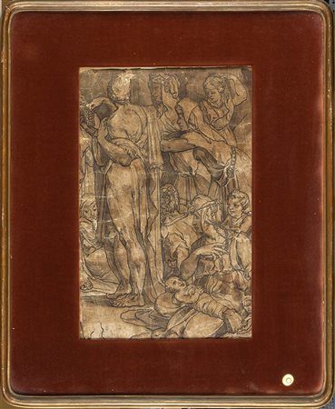 Copia parziale dalle storie di Mosè sul Sinai disegnate da Domenico Beccafumi per il pavimentoa commesso marmoreo del Duomo di Siena