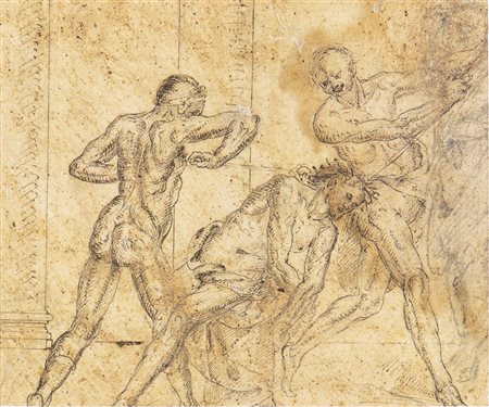 a (recto):  Flagellazione di Cristo; b (verso):  Flagellazione di Cristo, coppia di disegni applicati su tela