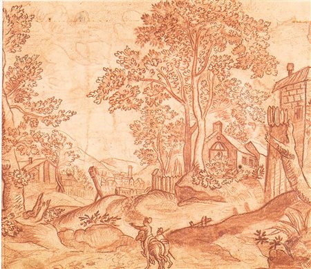 Paesaggio con viandanti e caseggiati