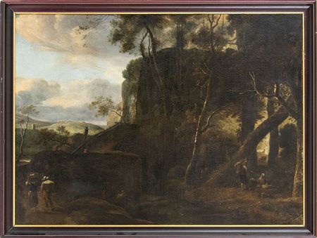 Grande paesaggio boschivo con figure