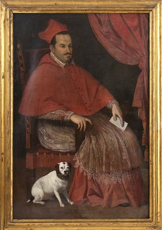 Ritratto di cardinale in trono con cane (Scipione Borghese?)
